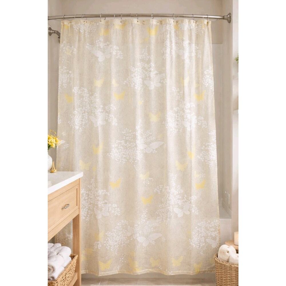 Vintage Shower Curtain Sheer Butterfly Butterflies 66x70 Cottagecore Nature